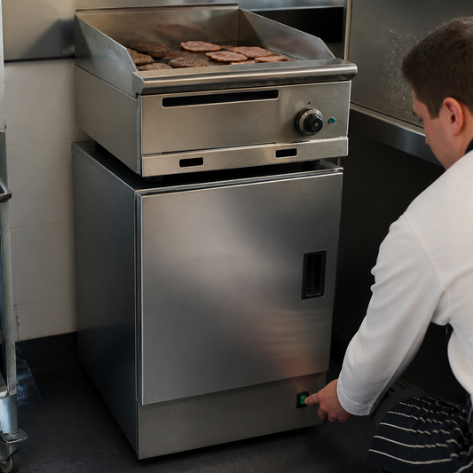 Commercial Heated Open Top Pedestal With Doors 600mm