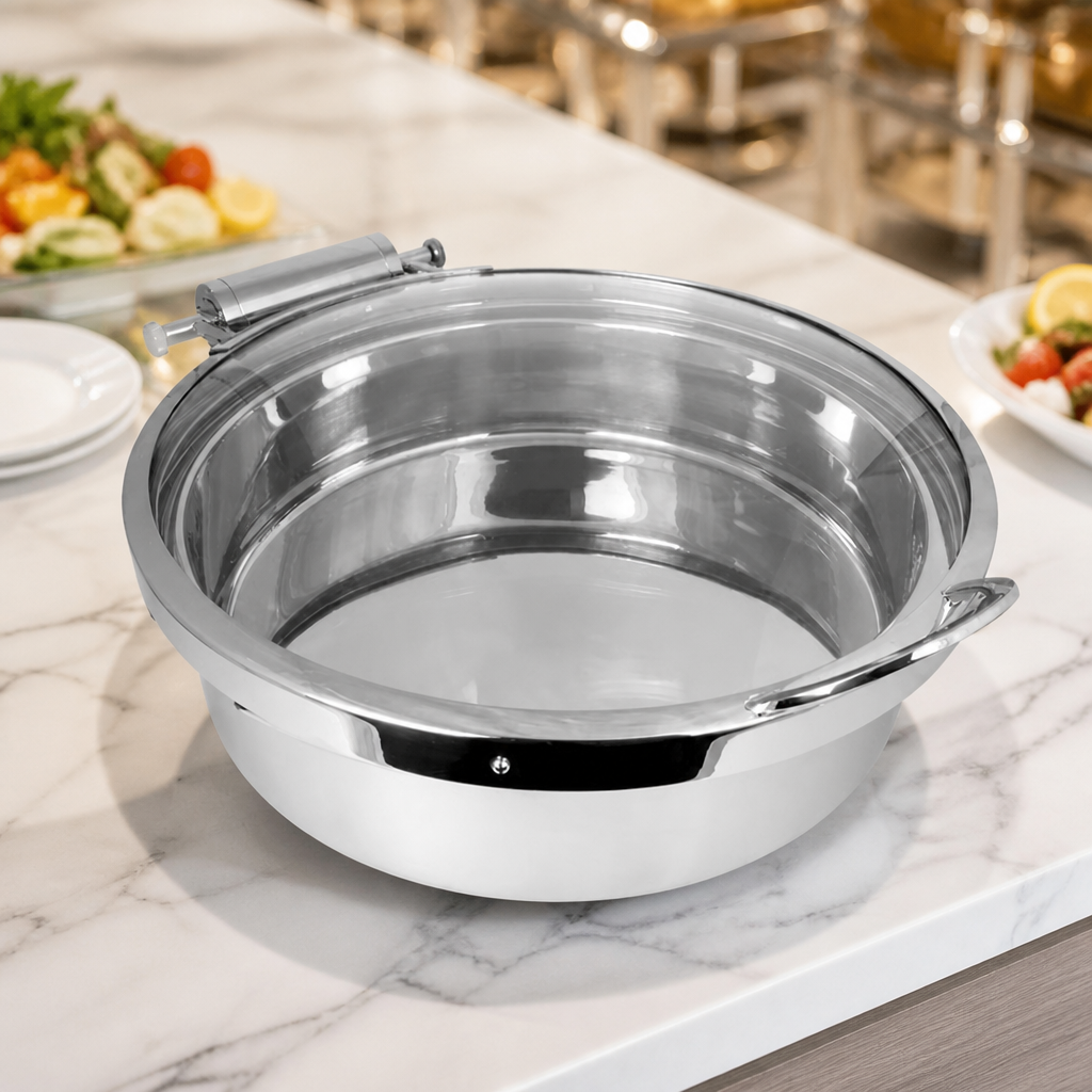 7.5Ltr Round Induction Chafer with Glass Lid for Buffets