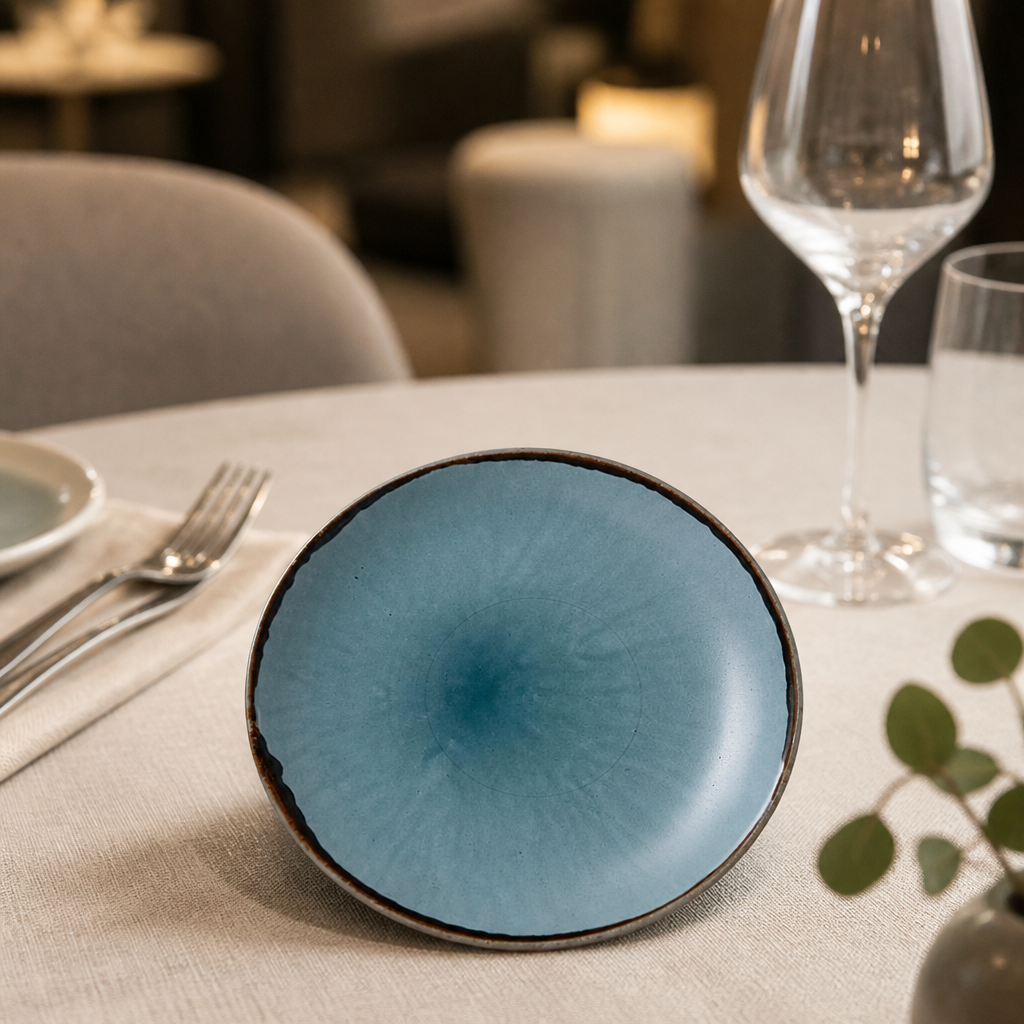 Commercial Coupe Plates Blue 217mm - 12 Pack Catering Dish