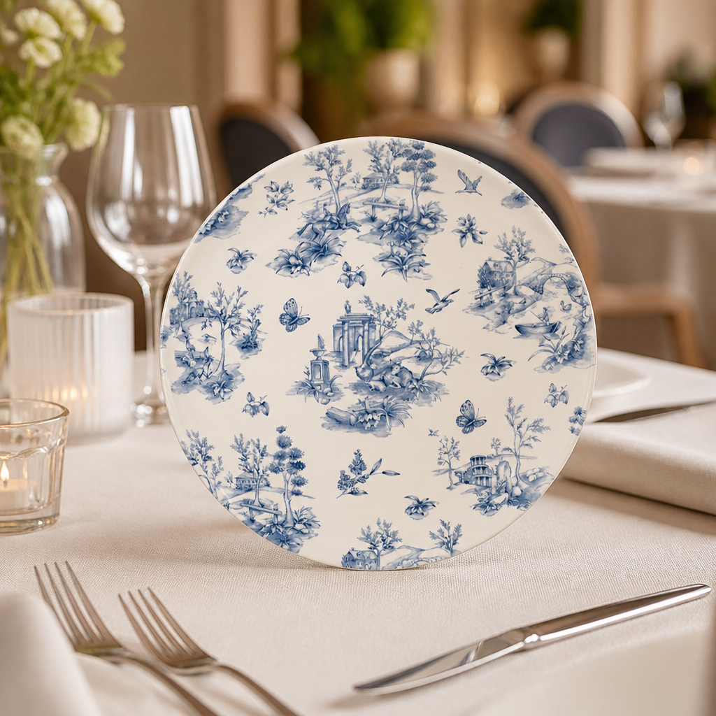 Commercial Deep Coupe Plates 281mm Vintage Toile Design 12 Pack