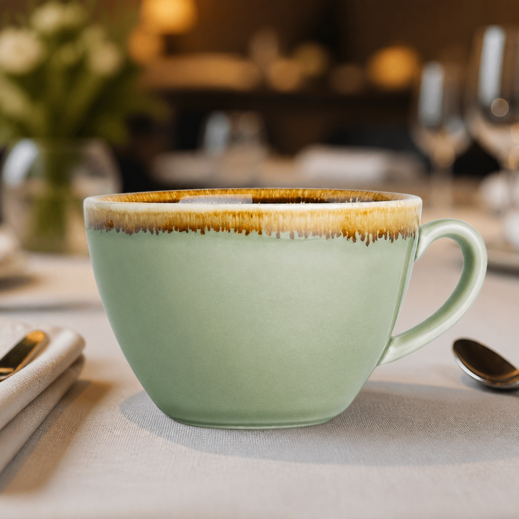Commercial Cappuccino Cups 340ml Porcelain Moss 6 Pack