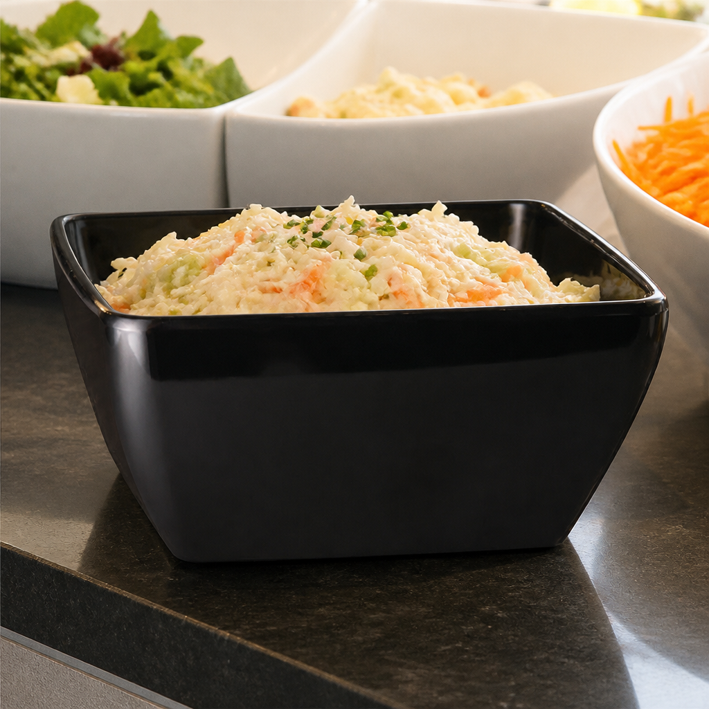 Commercial Melamine Square Bowl 250mm 3.8L Display