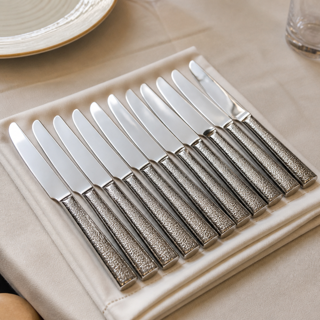 Set of 12 commercial dessert knives for delicate desserts