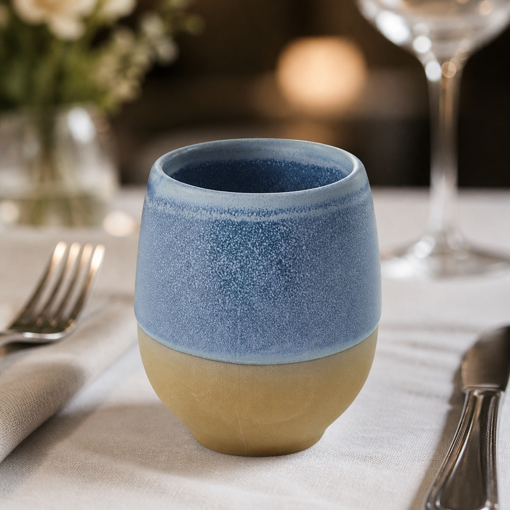 Commercial unhandled cups 340ml pack of 12 vitrified stoneware
