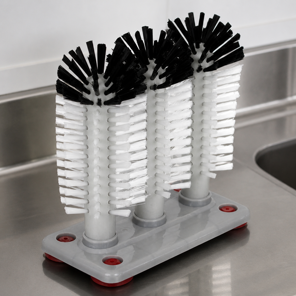 Commercial Manual Glasswasher with 3 Nylon Brushes