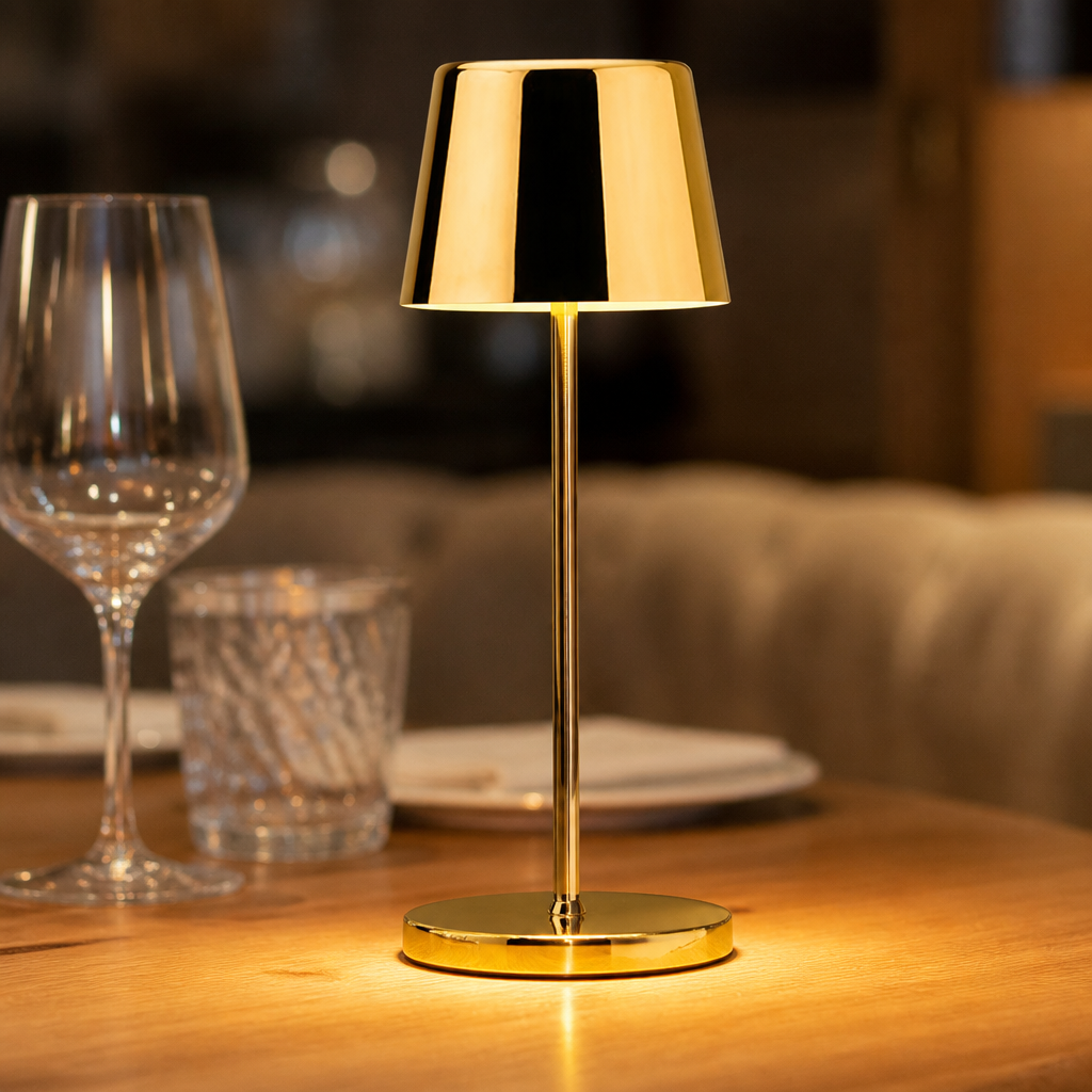 Micro LED Cordless Table Lamp 210mm Gold (6 Pack)