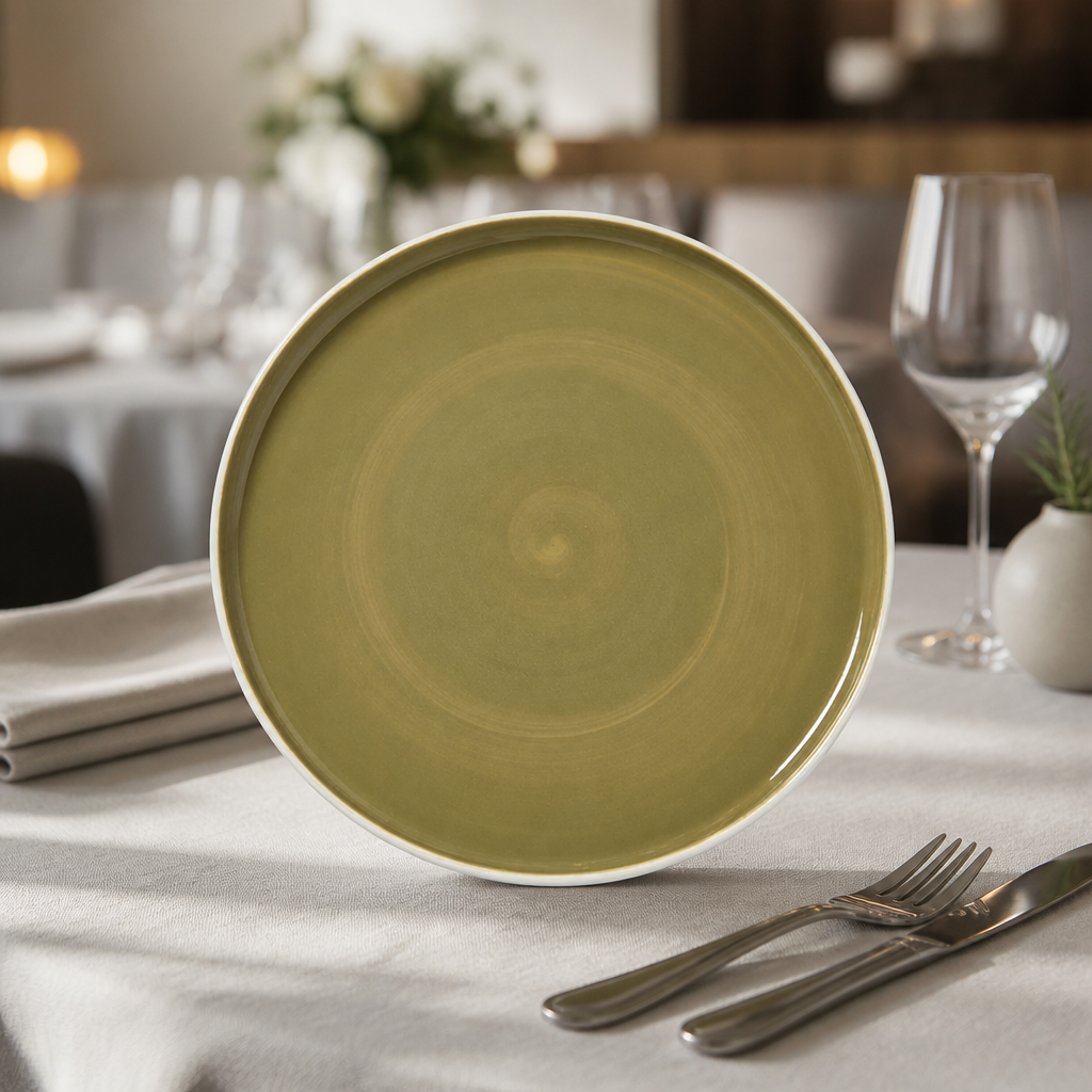 Commercial Stack Plates Olive 285mm for Hospitality Use 6 Pack