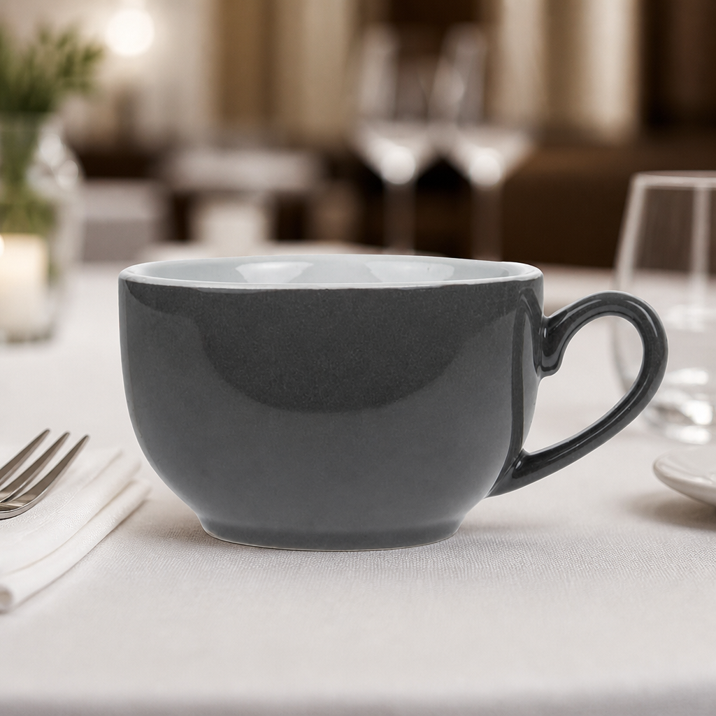 Commercial Coffee Cups 230ml Charcoal Stoneware 12 Pack