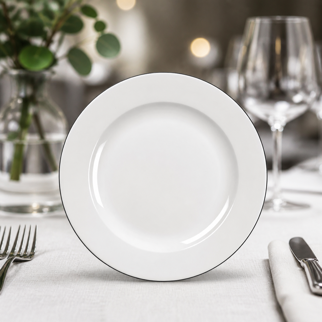 Commercial Mono Plates 170mm with Black Rim 12 Pack