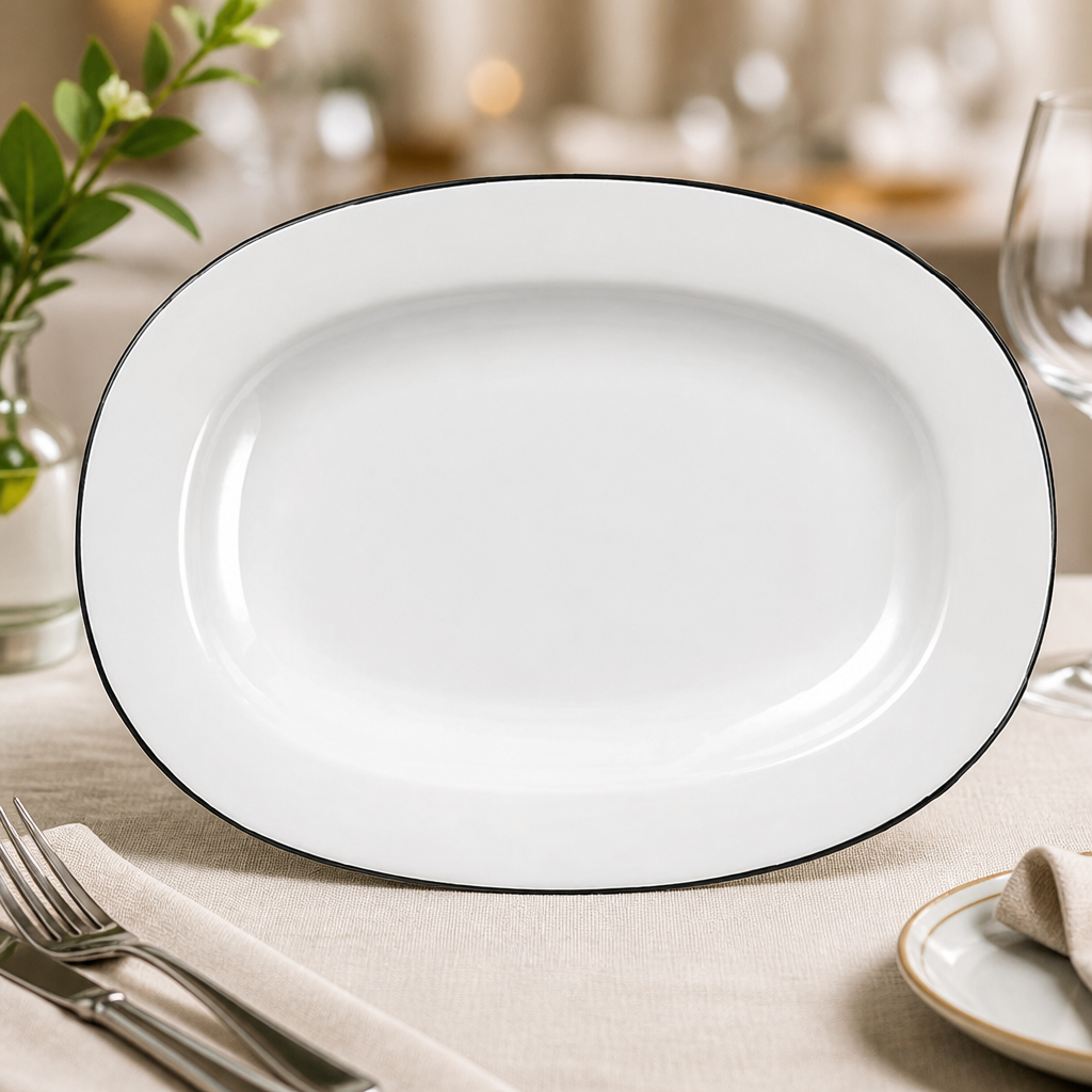 Commercial 330mm Oval Dish Set - 6 Pack Fine China Catering