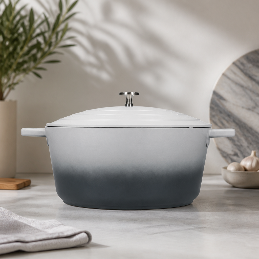 5L Commercial Casserole Dish with Lid - Grey Ombre Finish
