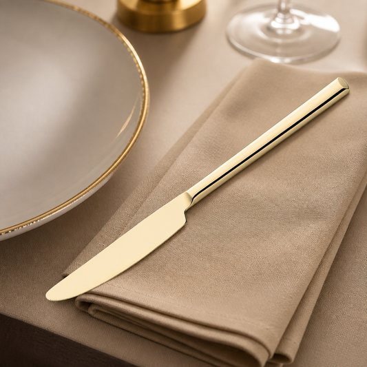 Commercial Gold Table Knives 12 Pack in elegant stainless steel