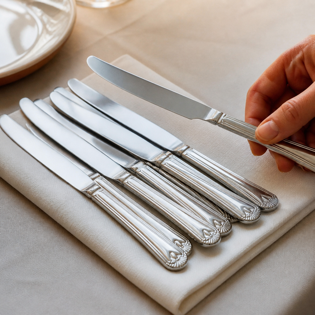 Set of 12 polished commercial dessert knives