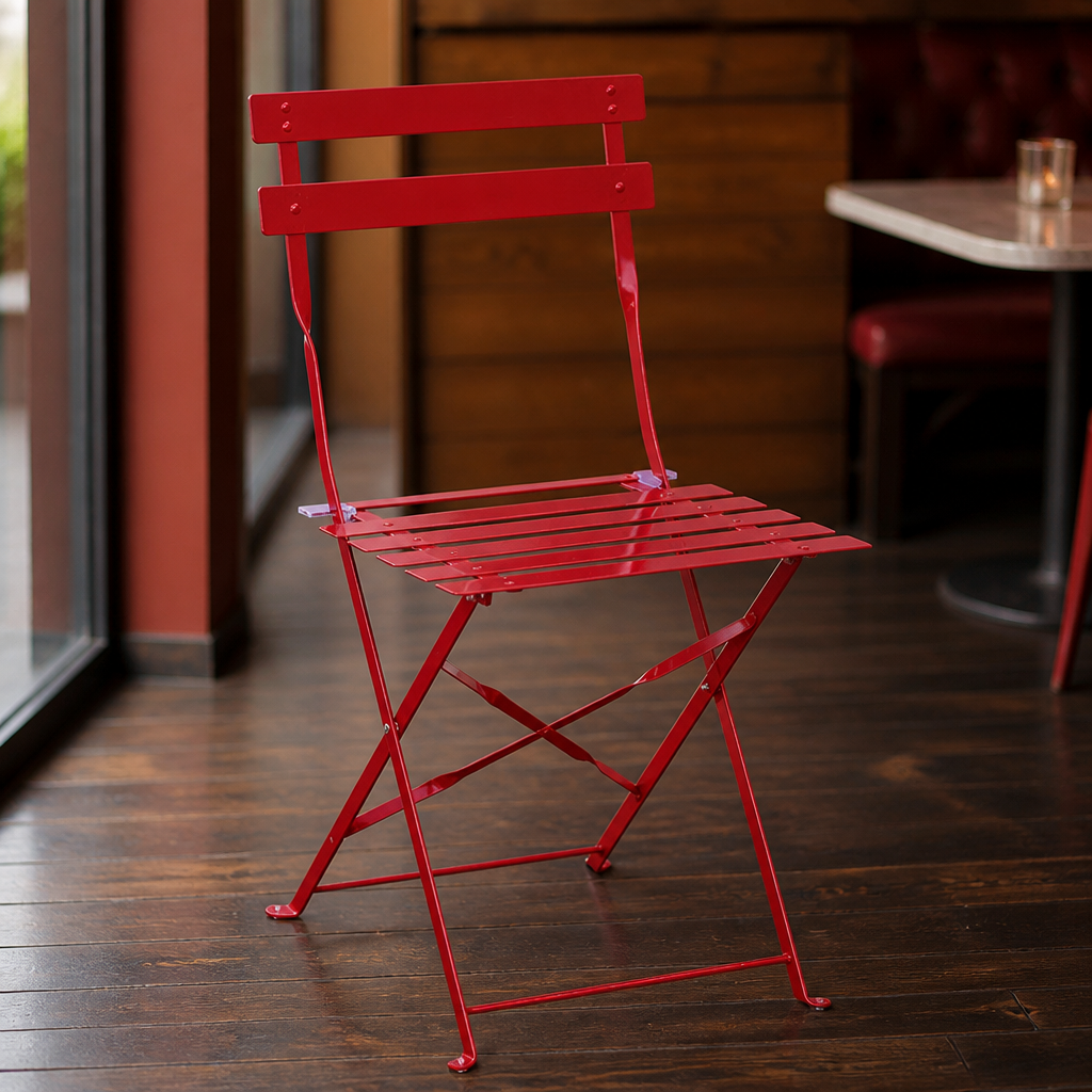 Commercial Red Folding Chairs Outdoor Seating 2 Pack
