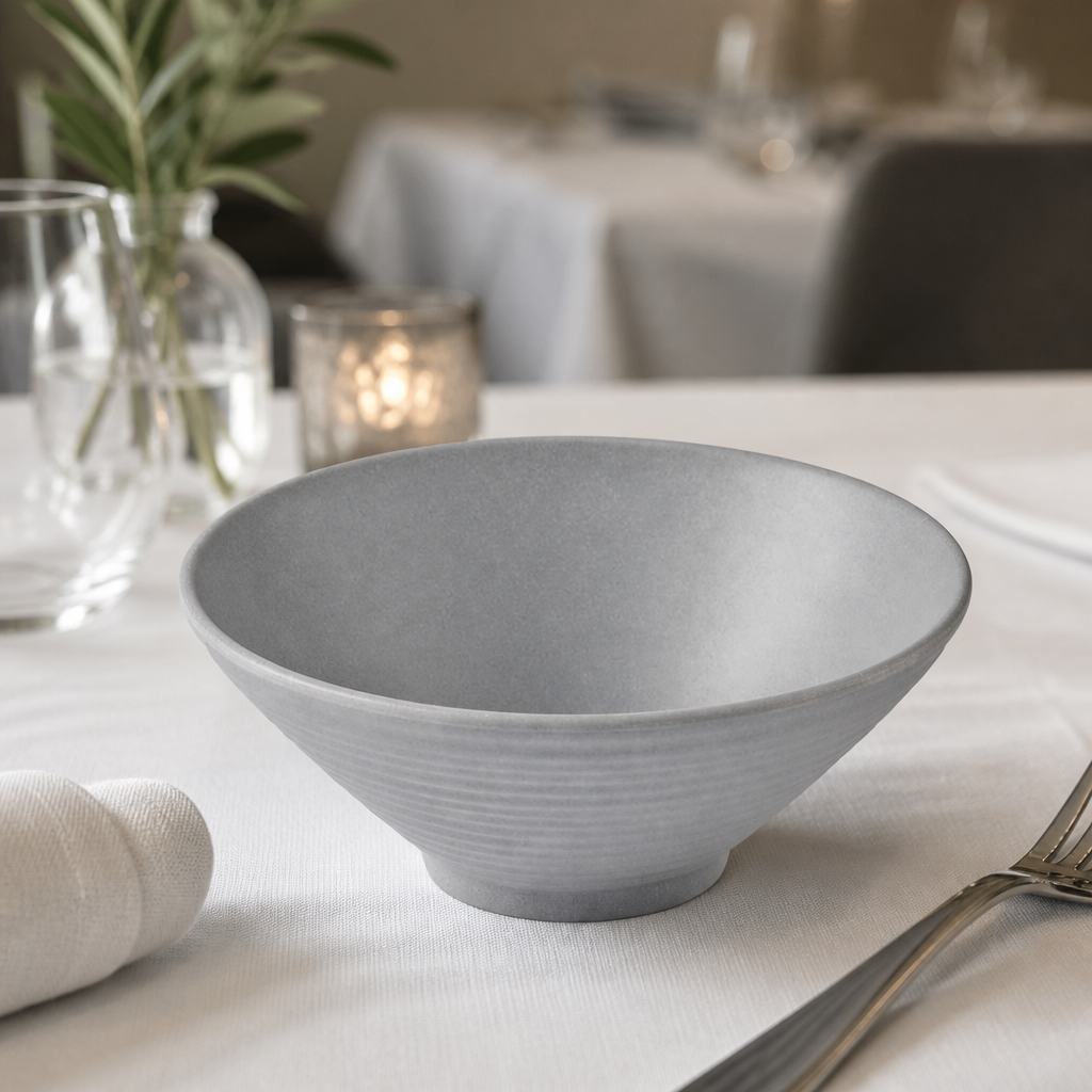 Commercial Melamine Rippled Small Bowl 200mm in grey