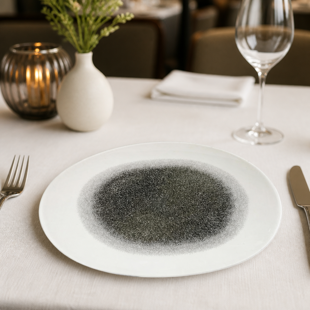 Commercial Round Trace Plates 286mm Black 12 Pack