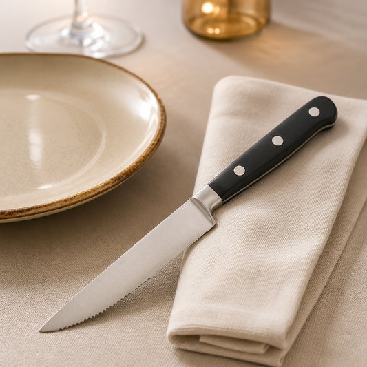 Commercial Steak Knives Black Handles 258mm Pack of 6