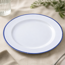 Commercial Dinner Plates 260mm Blue Rim Enamel Look 6 Pack