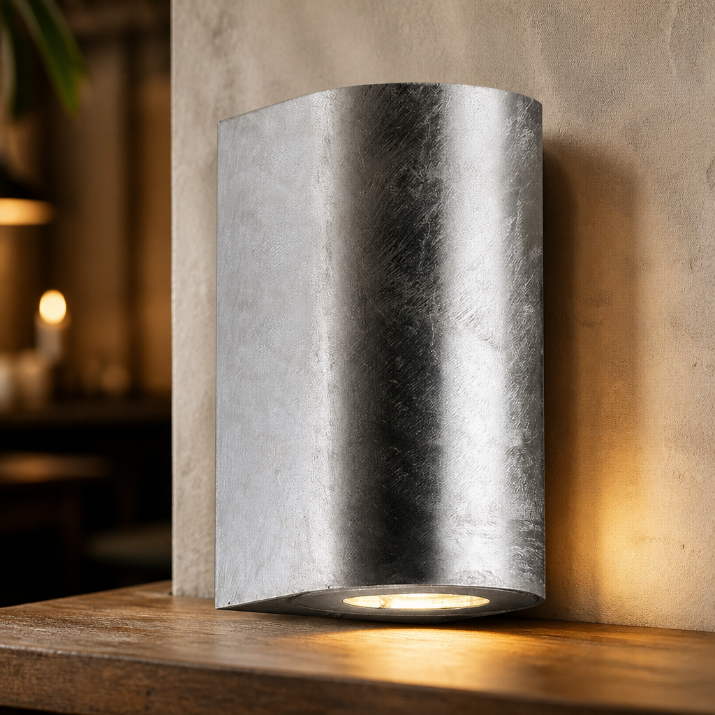Commercial Outdoor Wall Light 160mm Dual Light Silver Finish