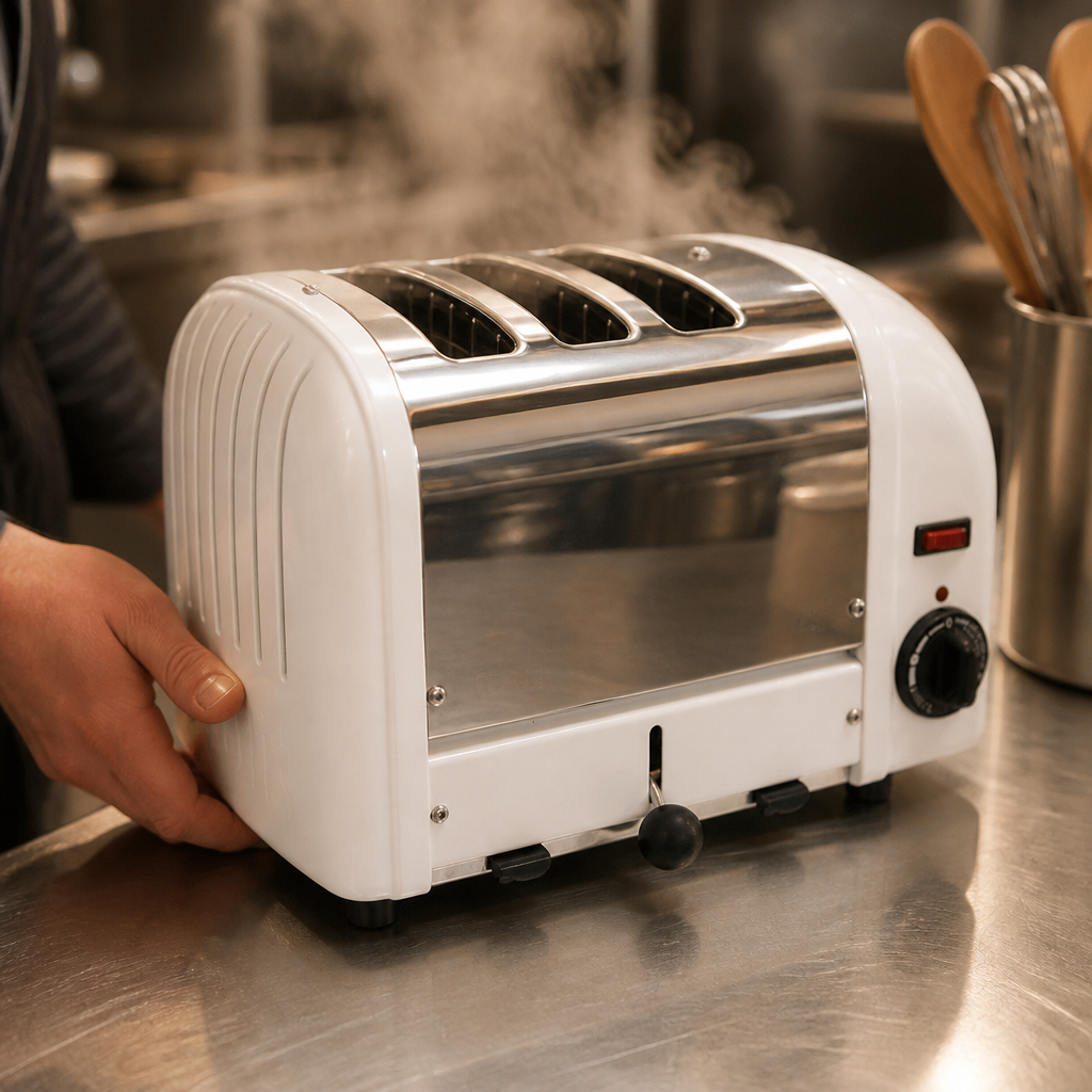 Commercial 3 Slice Toaster with extra wide slots for buns and bagels