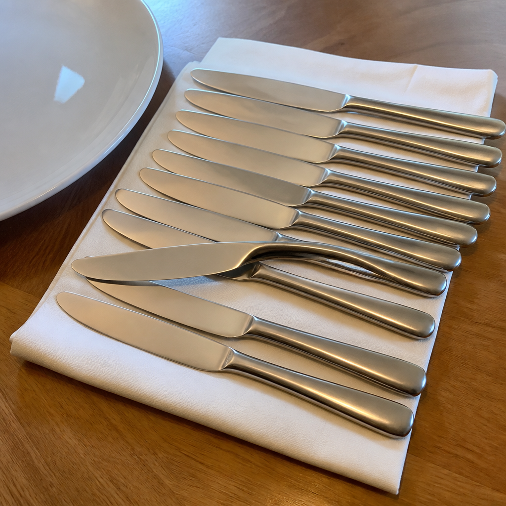 Set of 12 commercial table knives for catering use