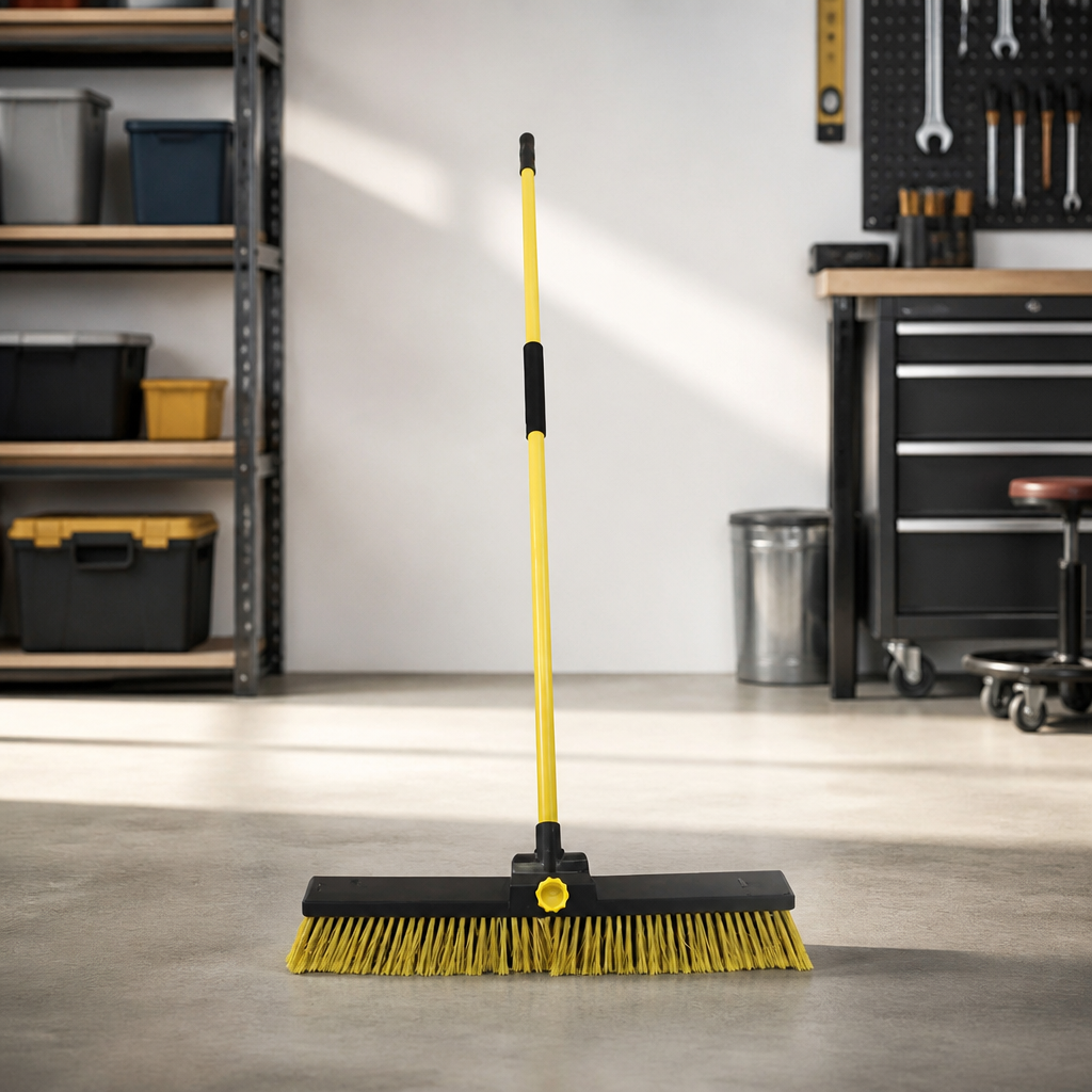 Heavy Duty Commercial Broom with Dual Purpose Bristles