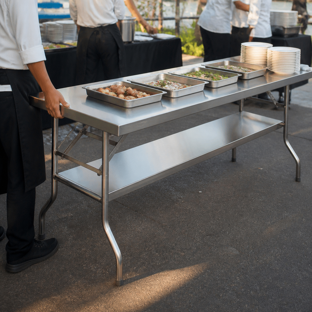 Commercial Stainless Steel Folding Work Table 1830x760mm