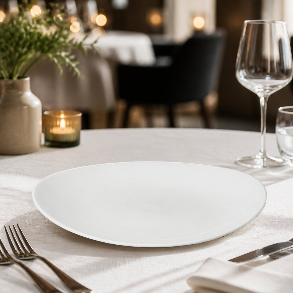 Commercial Oval Coupe Plates 320mm - 12 Pack Porcelain