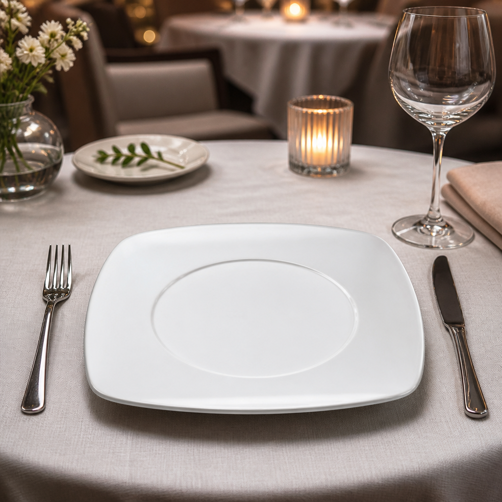 Commercial Large Square Plates 300mm Porcelain 6 Pack