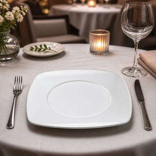 Commercial Large Square Plates 300mm Porcelain 6 Pack