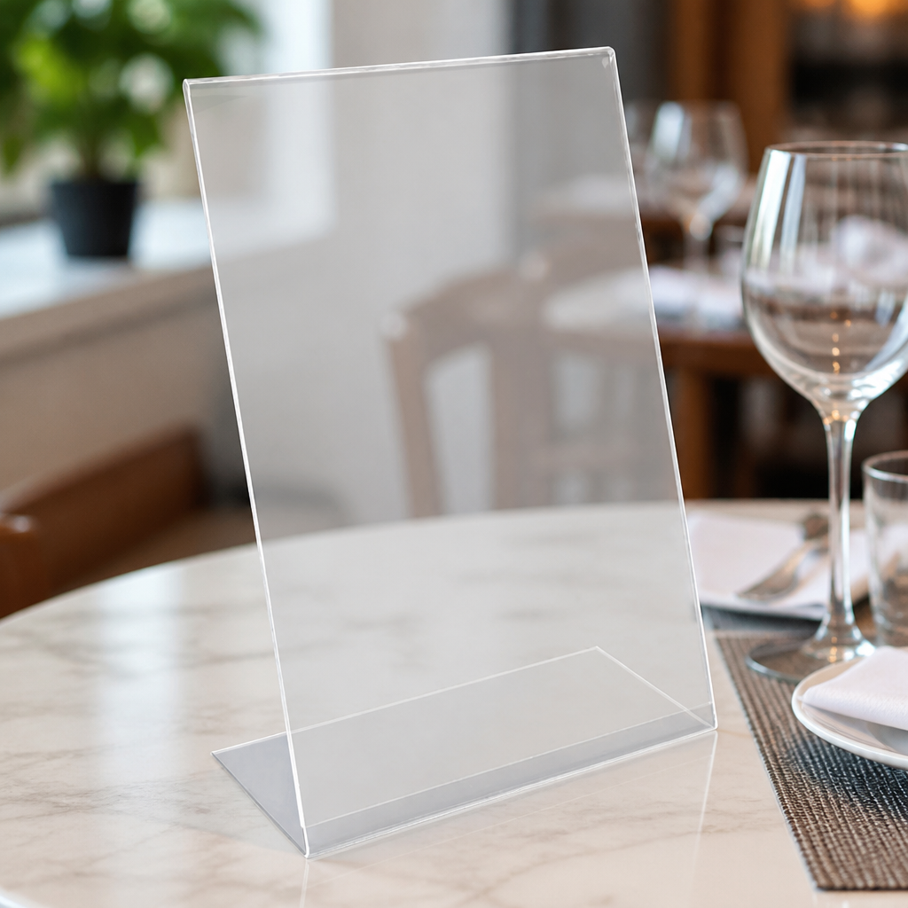 Angled Perspex Menu Holder for Commercial Use