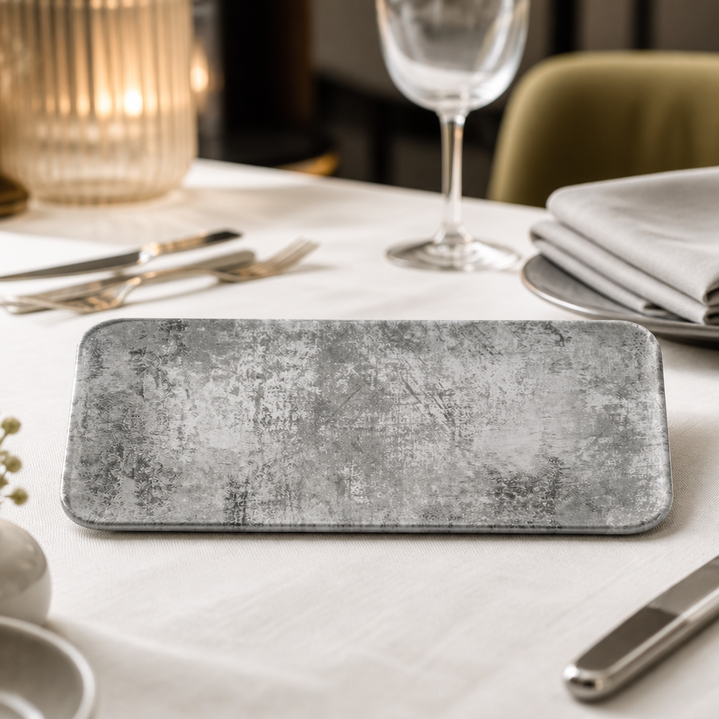Commercial Coupe Rectangular Platter 338x155mm Grey 6 Pack