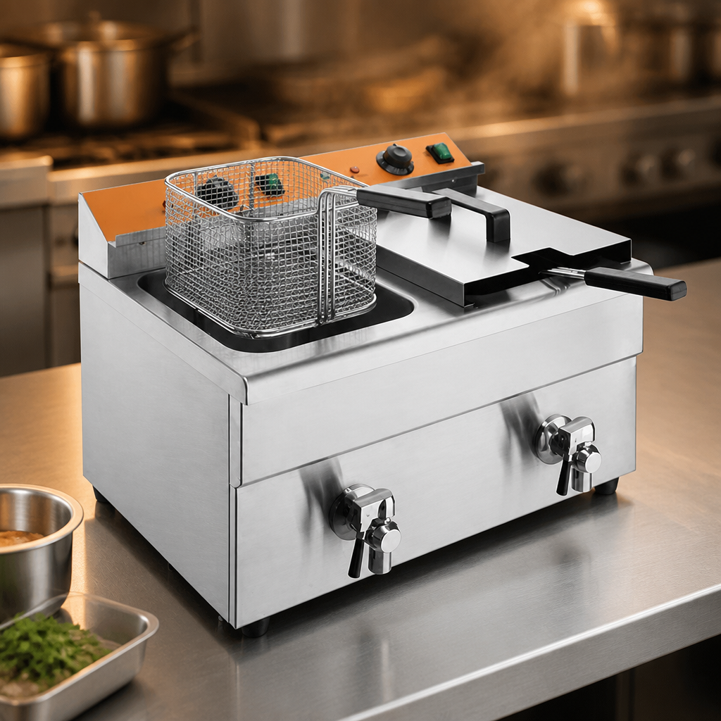 Commercial Countertop Induction Fryer 2x 7.5Ltr Twin Tank
