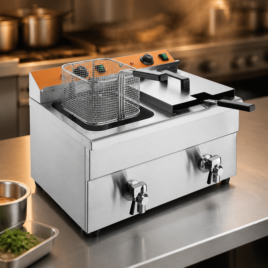 Commercial Countertop Induction Fryer 2x 7.5Ltr Twin Tank