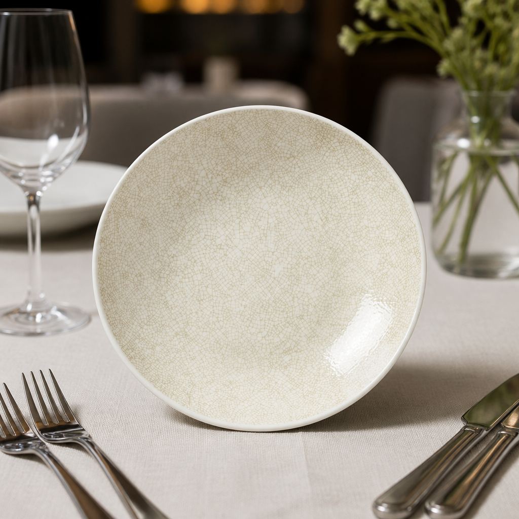 Commercial Coupe Bowls 255mm Taupe 12 Pack Crackle Design