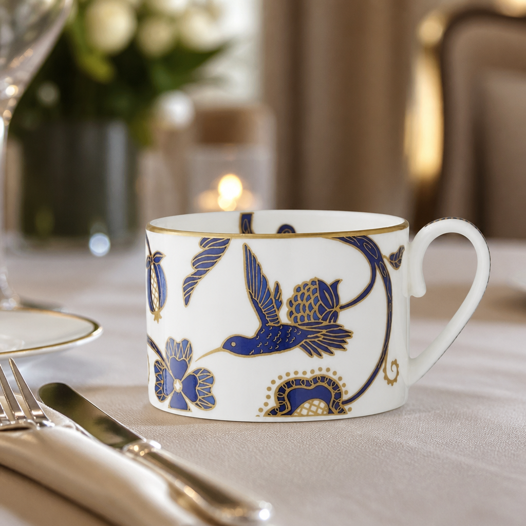 Commercial Tea Can Cups 200ml Dark Blue Bone China 12 Pack