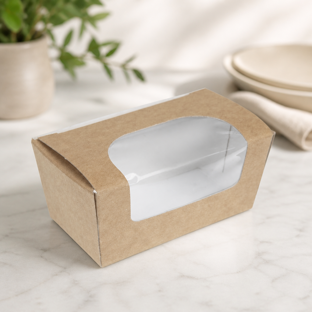 Compostable Kraft Cake Boxes with Window Small 500 Pack