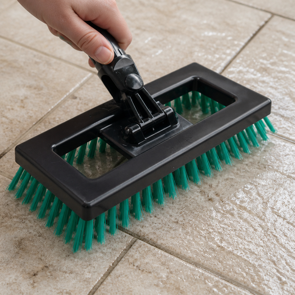 Commercial Deck Scrubber Brush 235mm in green for hygiene