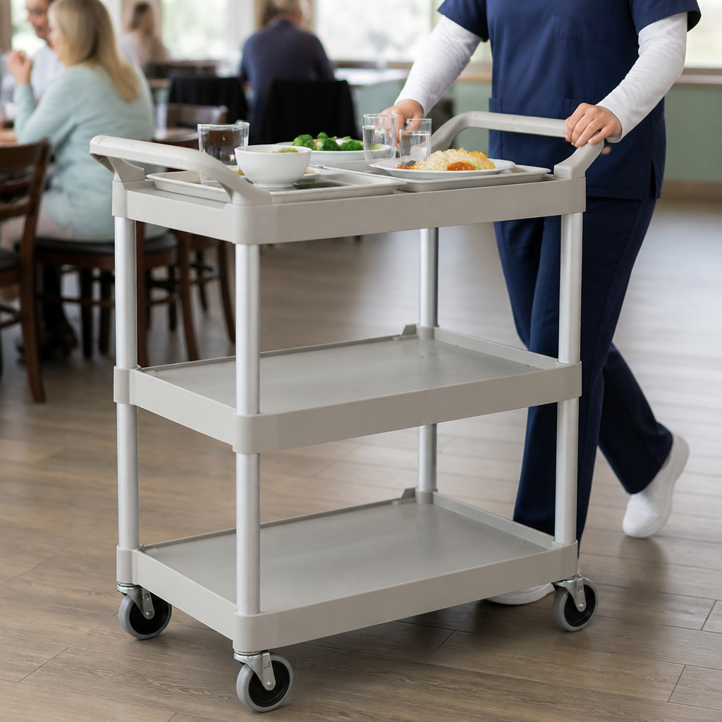 Commercial Utility Cart with 90.7kg capacity in durable polypropylene