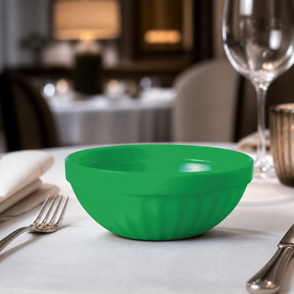 Commercial Polypropylene Salad Bowls Green 103mm 12 Pack