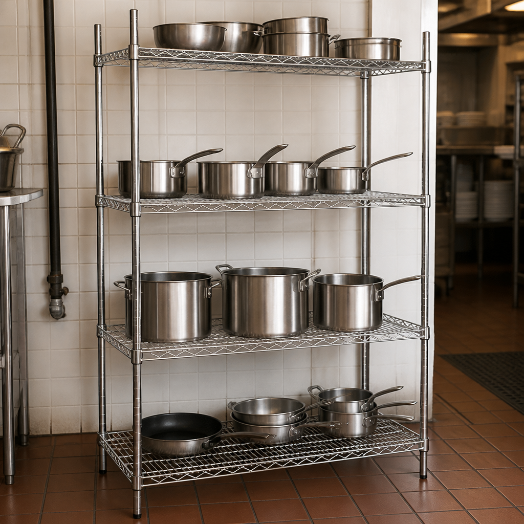 Commercial 4 Tier Wire Shelving Unit 1220x610mm