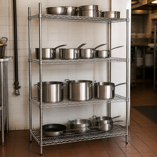Commercial 4 Tier Wire Shelving Unit 1220x610mm