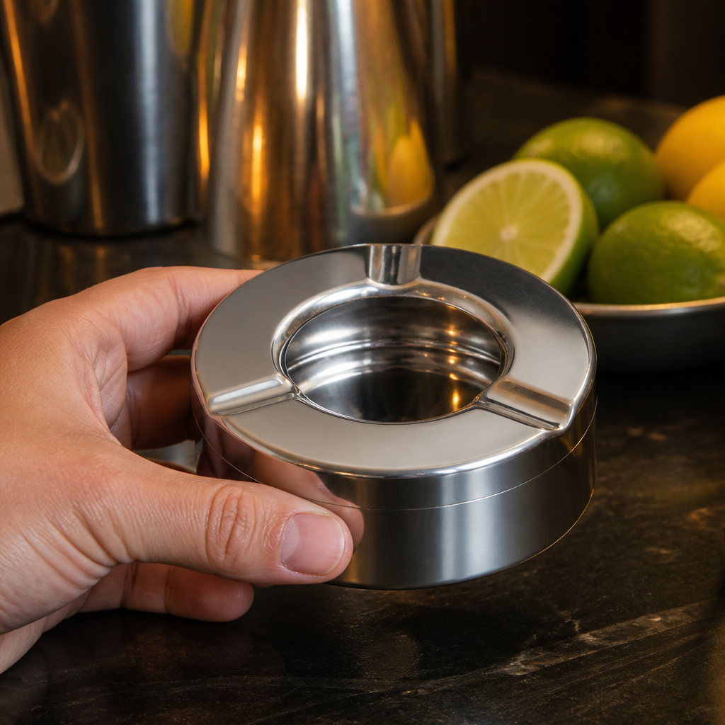 Commercial Outdoor Windproof Stainless Steel Ashtray 90mm