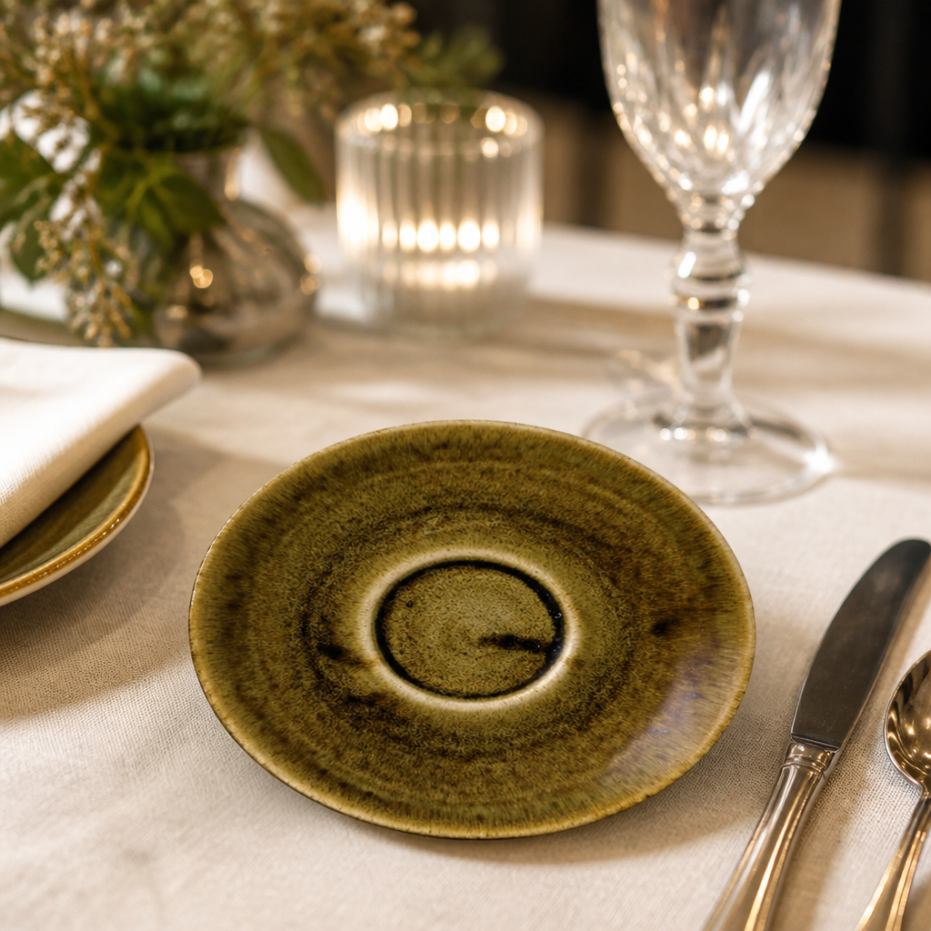 Commercial Olive Saucers 6.25" Super Vitrified Porcelain 12 Pack