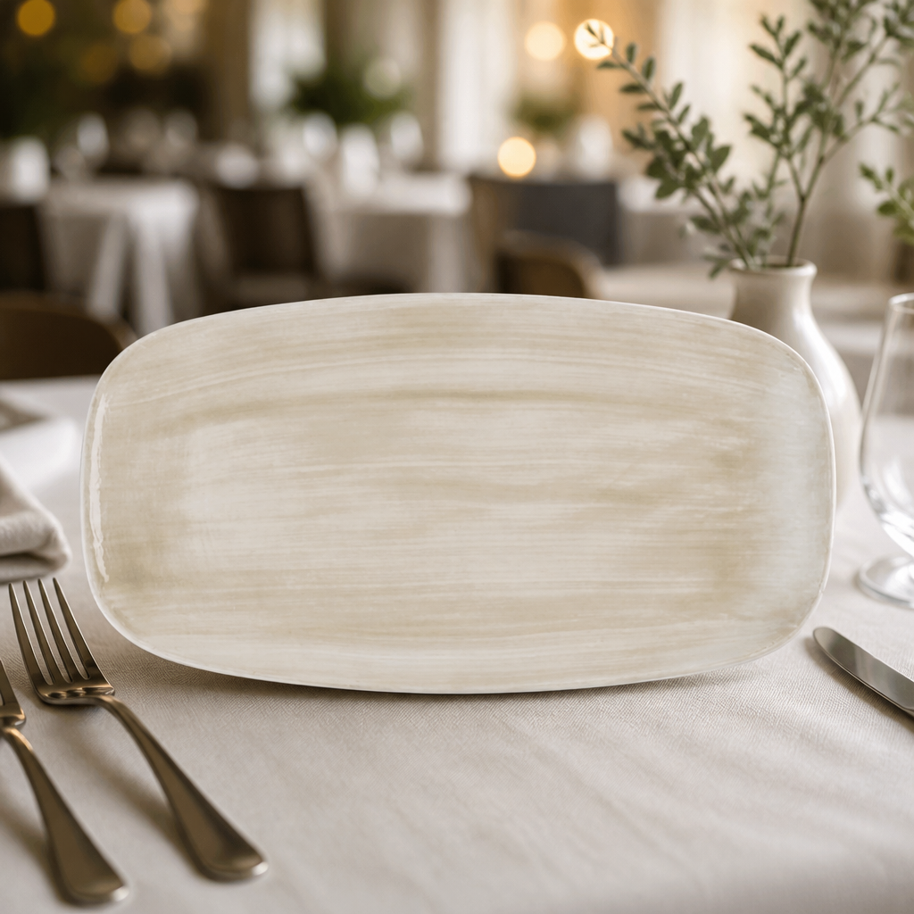 Commercial Chef's Oblong Plates 350x187mm Natural (6 Pack)