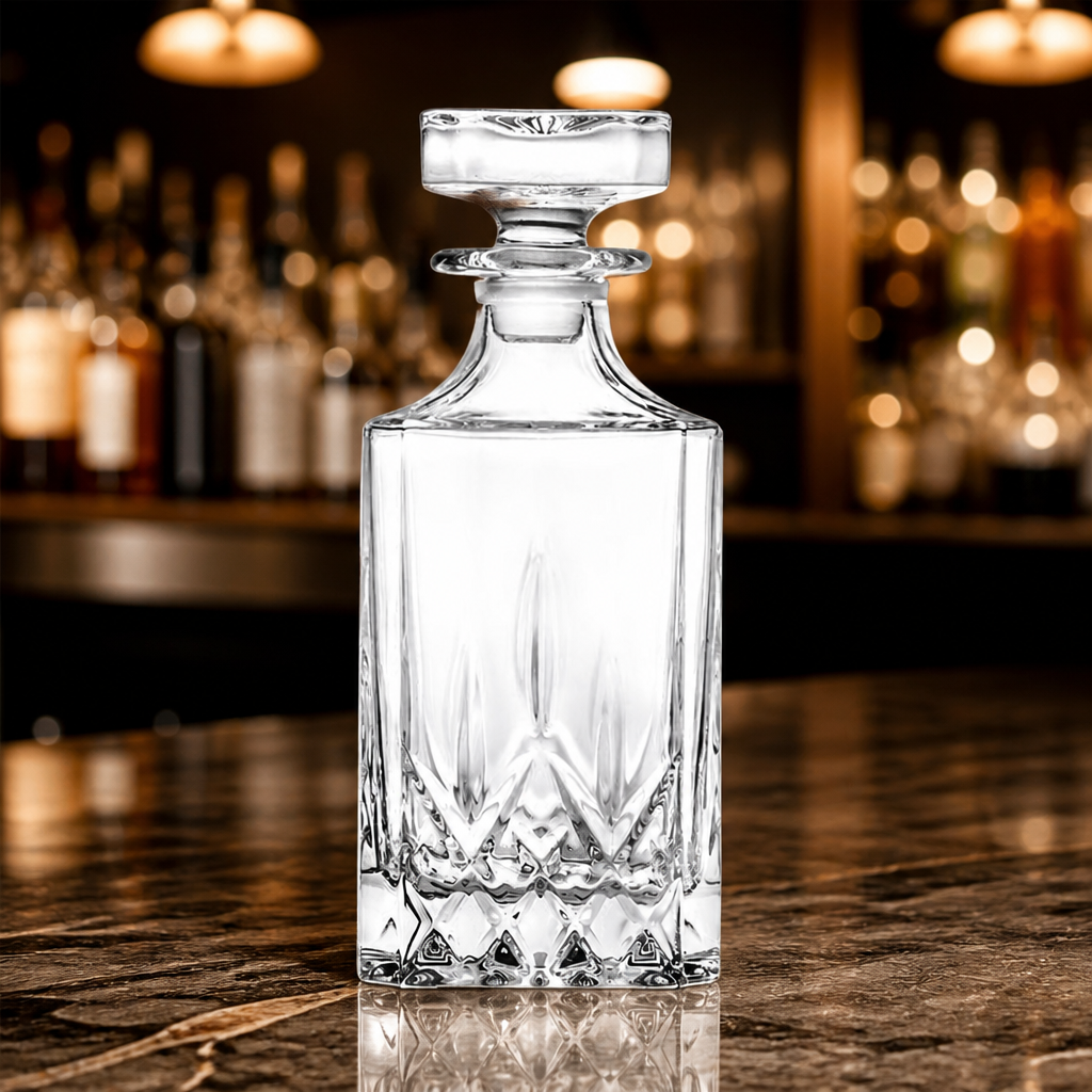 750ml Commercial Square Whisky Decanter Set of 4 Eco-Crystal