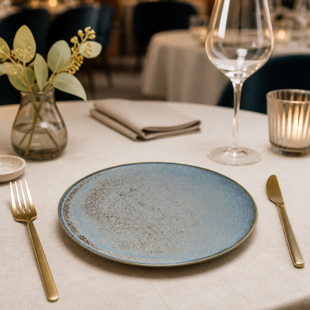 Commercial blue coupe side plates 180mm - 6 pack