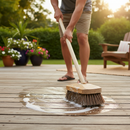 Professional 9-Inch Deck Scrub Brush with Handle for Efficient Cleaning on Various Surfaces