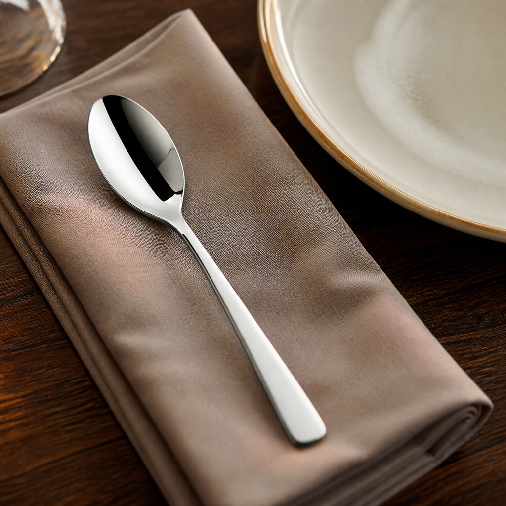 Set of 12 stainless steel dessert spoons for commercial use