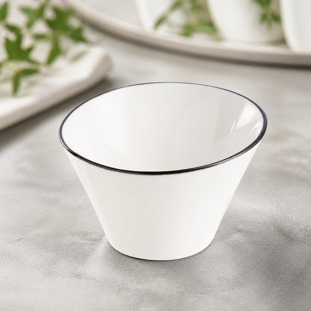 Appetizer bowls black line 95mm porcelain 24 pack